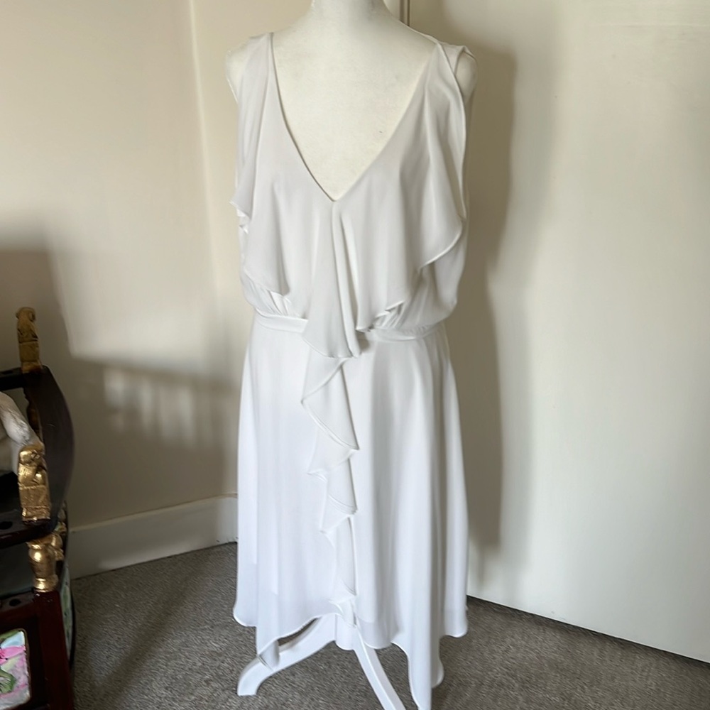 BCBG white asymmetrical hem sundress size 12